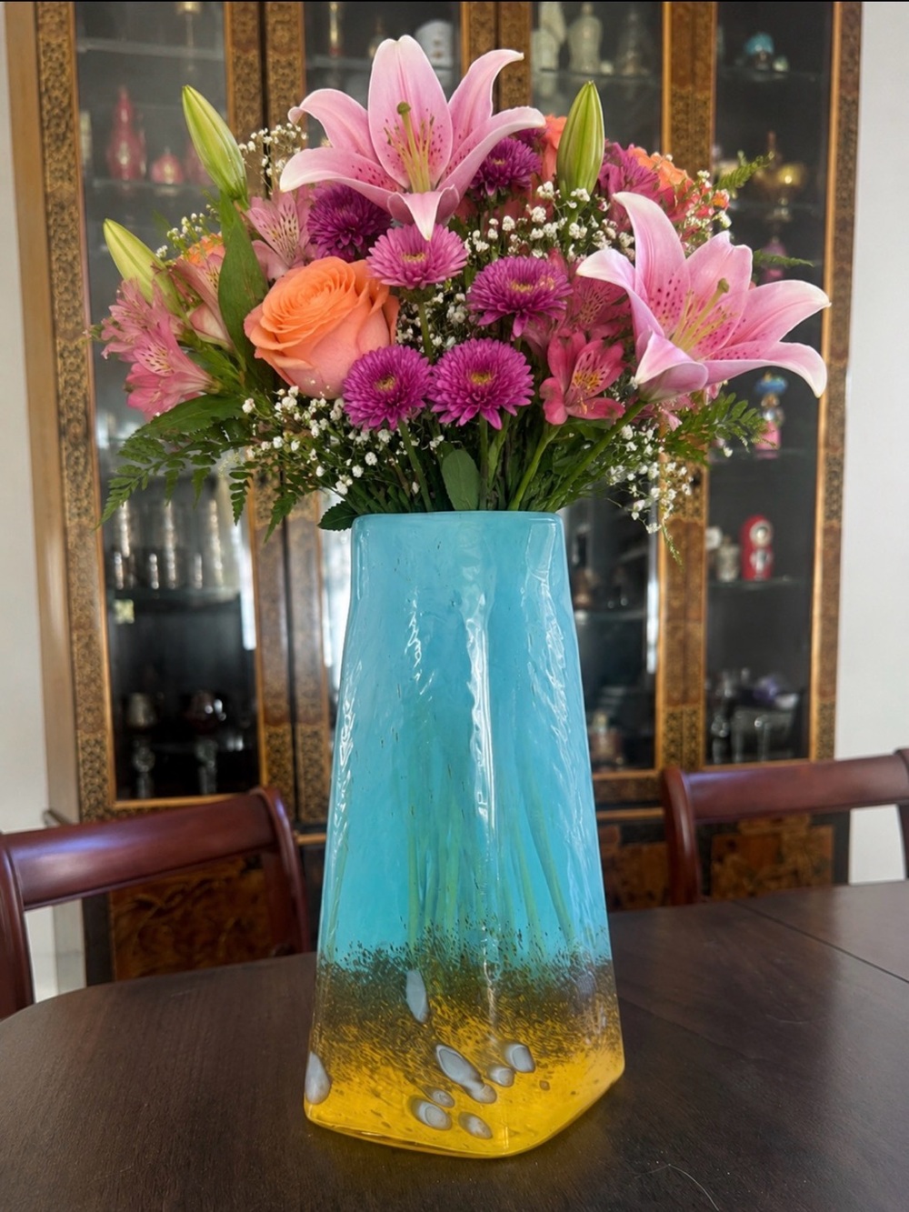 Vintage Geometric shaped studio art glass vase